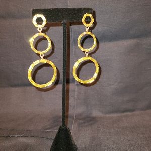 3 tier lime baguette earrings